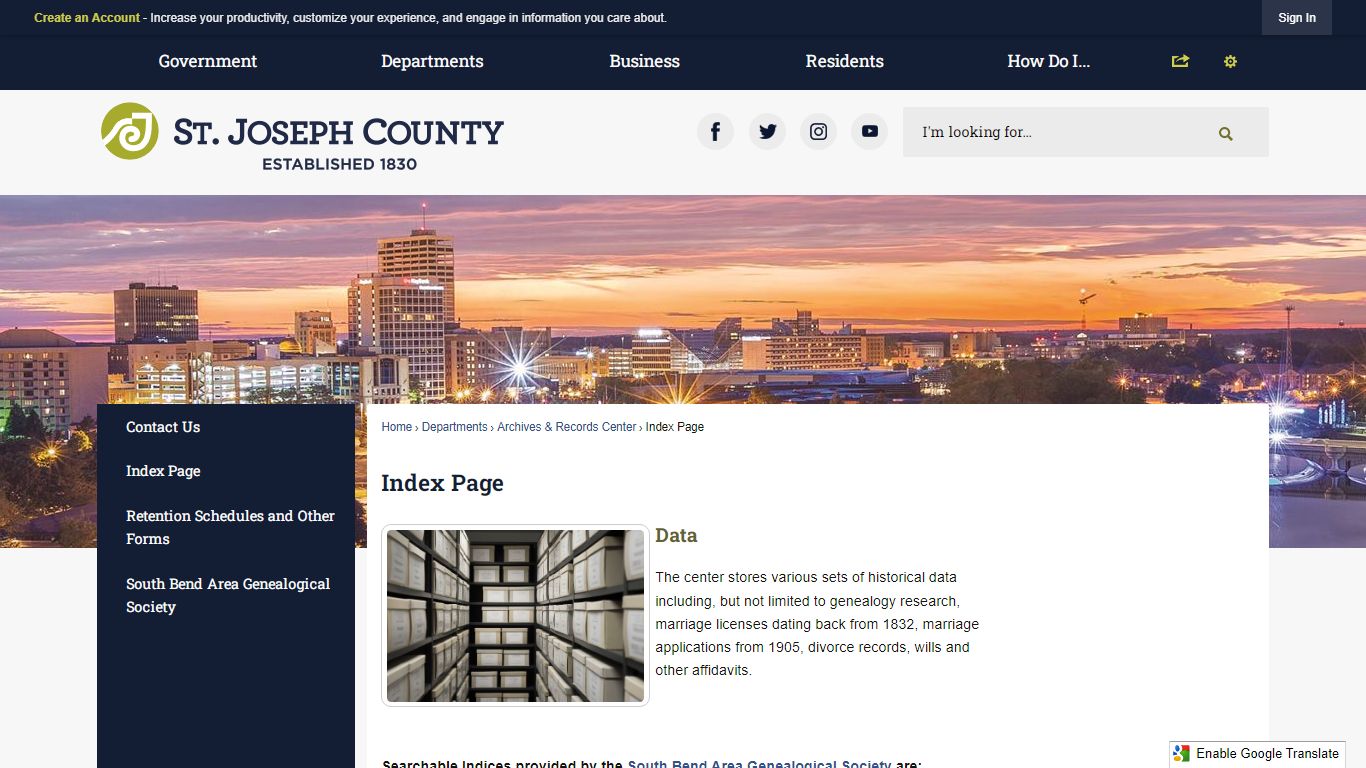 Index Page | St. Joseph County, IN